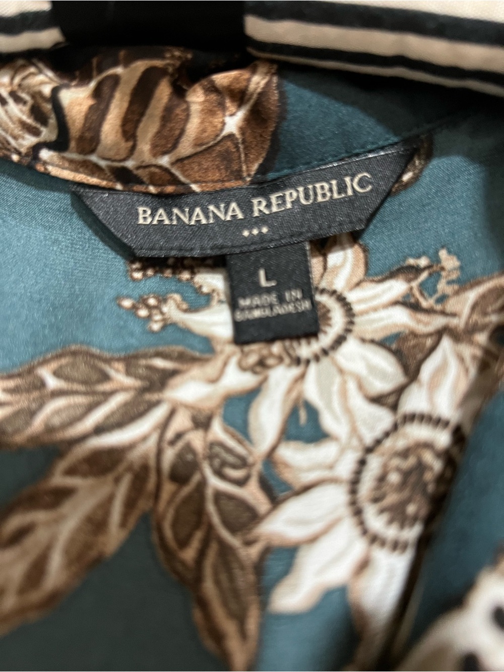 Banana Republic Teal and Brown Floral Button-Up Shirt